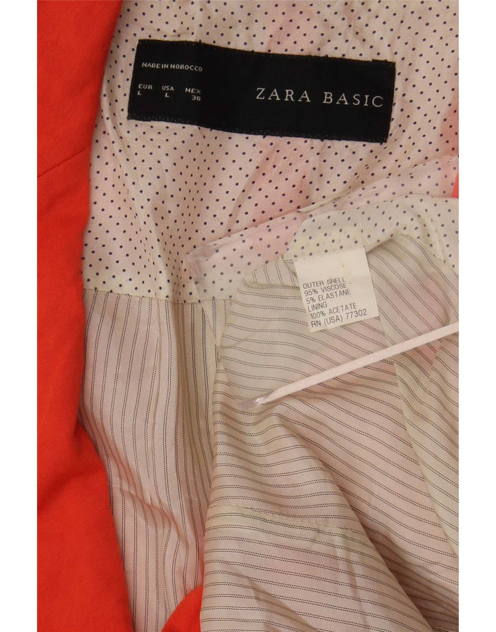 Zara Womens 1 Button Blazer Jacket UK 14 Large Orange Viscose