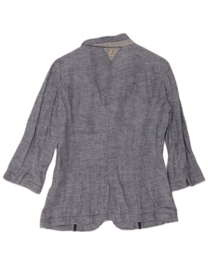 Trussardi Jeans Womens 3 Button Denim Blazer Jacket UK 10 Small Blue