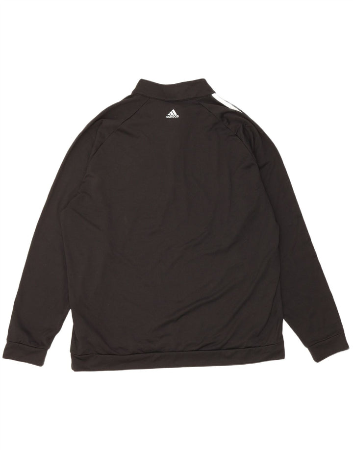 Adidas Mens Zip Neck Sweatshirt Jumper XL Black Polyester