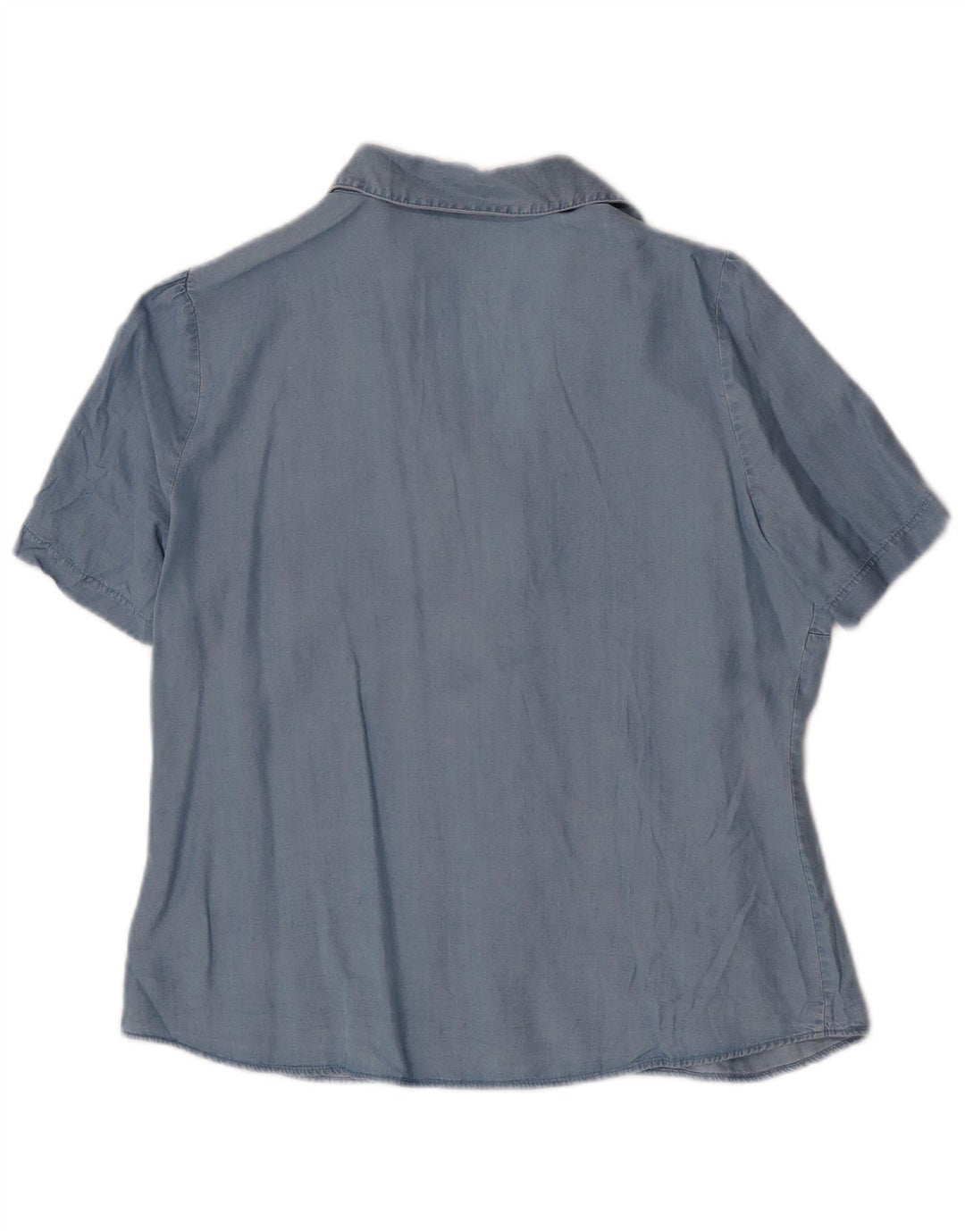 MARKS & SPENCER Womens Short Sleeve Shirt UK 14 Large Blue Lyocell