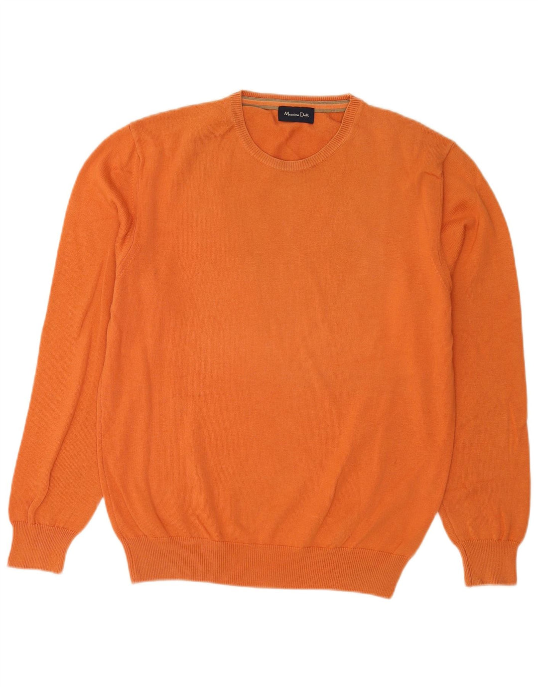 Massimo Dutti Mens Crew Neck Jumper Sweater Medium Orange Cotton