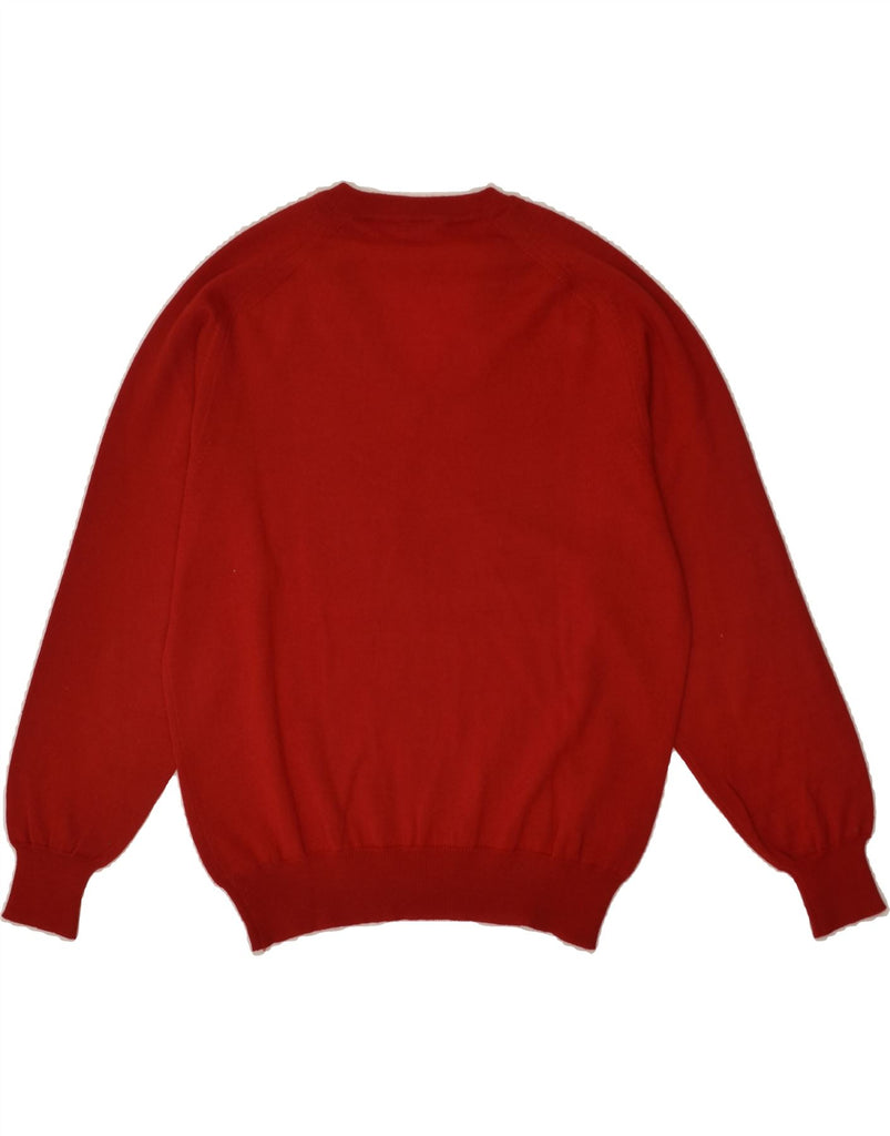 VINTAGE Mens V-Neck Jumper Sweater IT 48 Medium Red Wool | Vintage Vintage | Thrift | Second-Hand Vintage | Used Clothing | Messina Hembry 