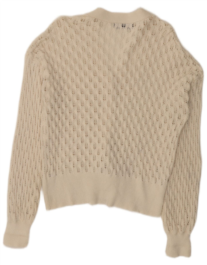 Marks & Spencer Womens Cardigan Sweater UK 14 Large White Cotton