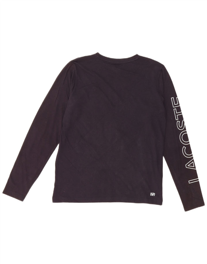 LACOSTE Boys Graphic Top Long Sleeve 15-16 Years Navy Blue Cotton