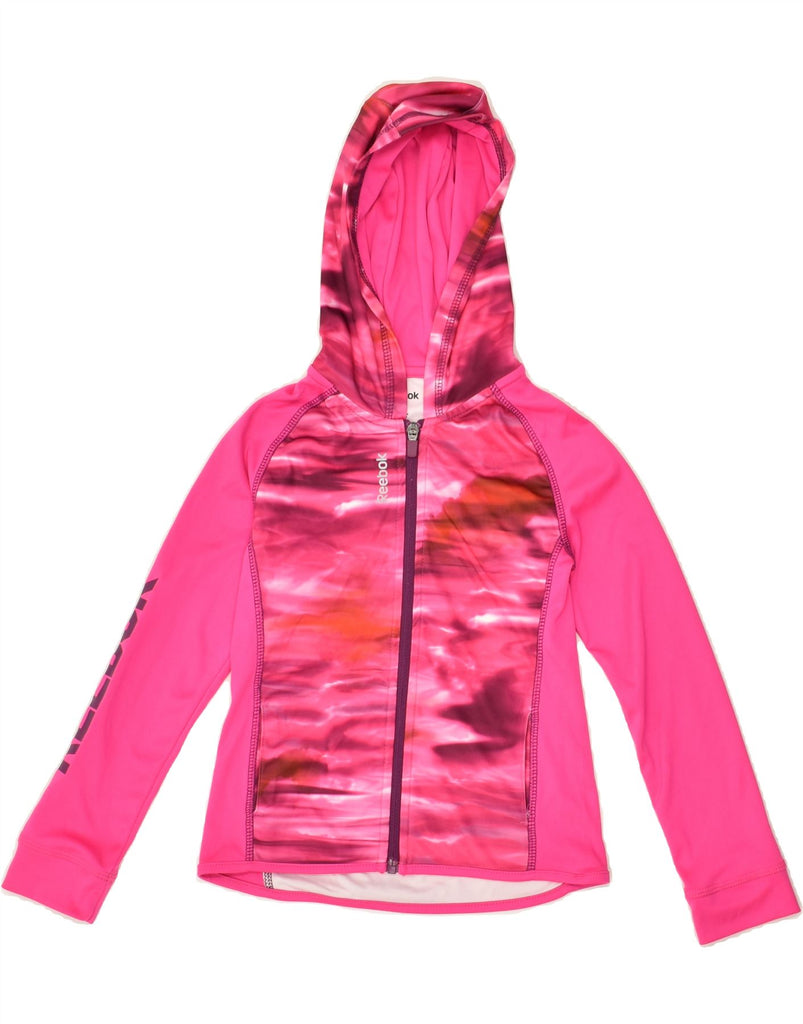 REEBOK Girls Graphic Hooded Full Tracksuit 5-6 Years Pink Polyester | Vintage Reebok | Thrift | Second-Hand Reebok | Used Clothing | Messina Hembry 