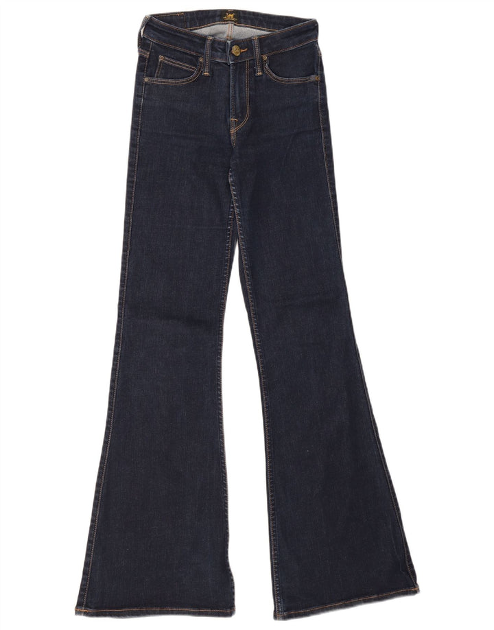 LEE Womens Chaffee Flared Jeans W24 L31 Navy Blue Cotton