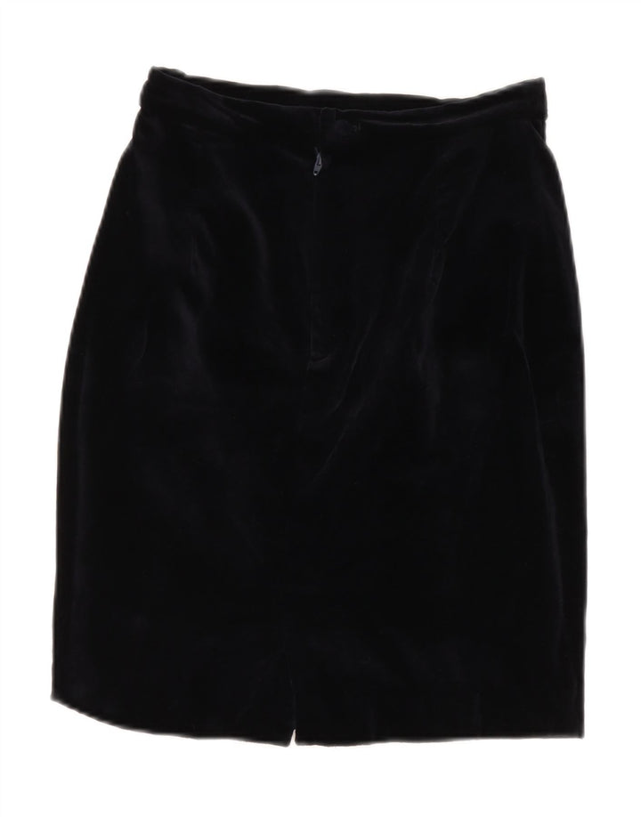 VINTAGE Womens Velvet High Waist Pencil Skirt IT 42 Medium W26  Navy Blue