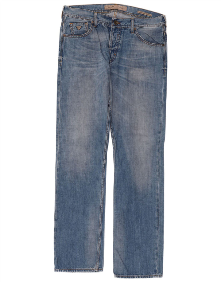 GUESS Mens Ventura Regular Straight Jeans W36 L33 Blue Cotton