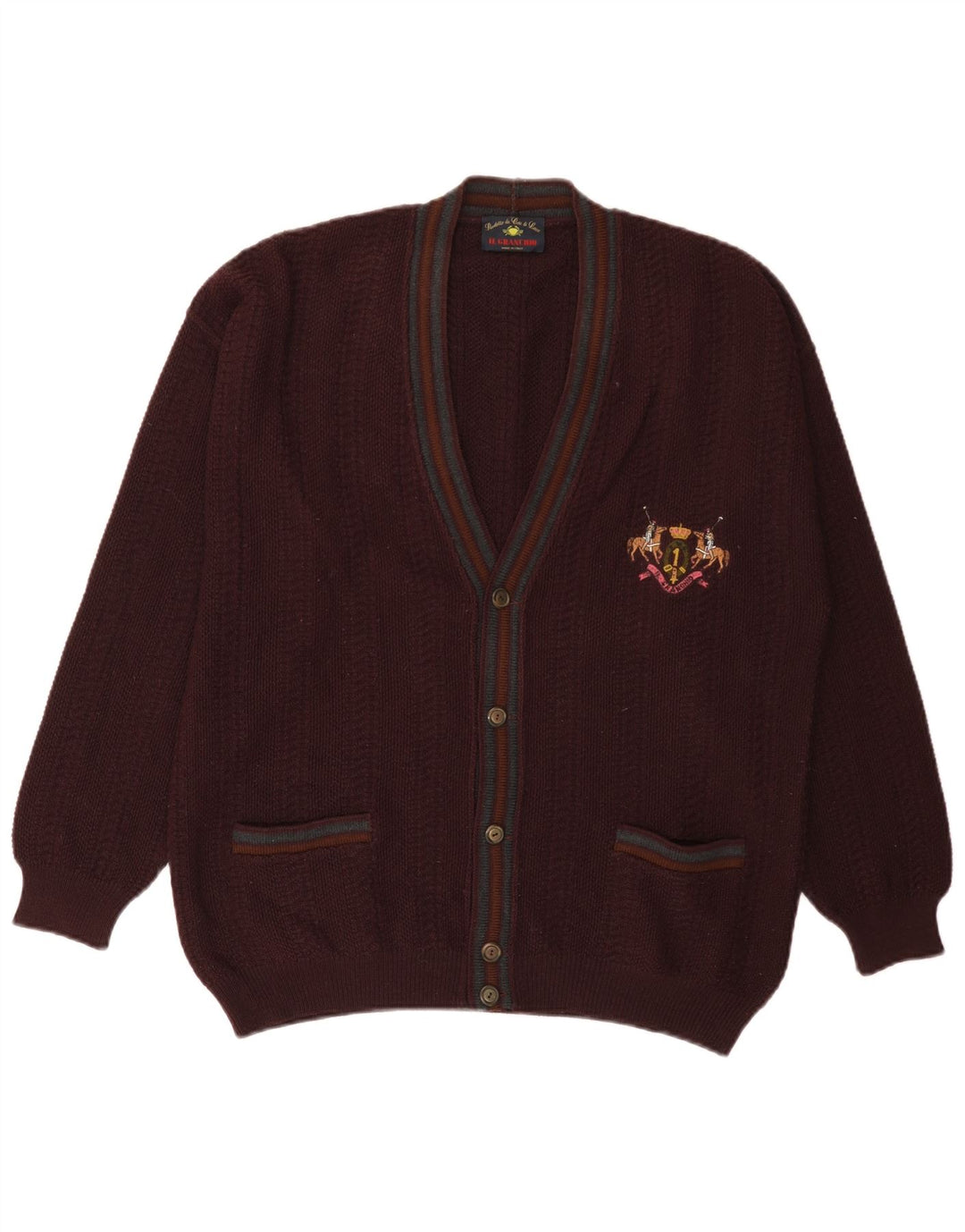 Il Granchio Mens Cardigan Sweater Medium Burgundy Wool