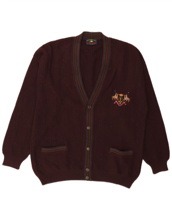 Il Granchio Mens Cardigan Sweater Medium Burgundy Wool