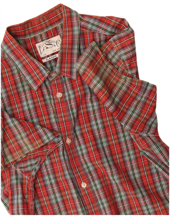 LEVI'S Mens Classic Fit Short Sleeve Shirt 2XL Red Check