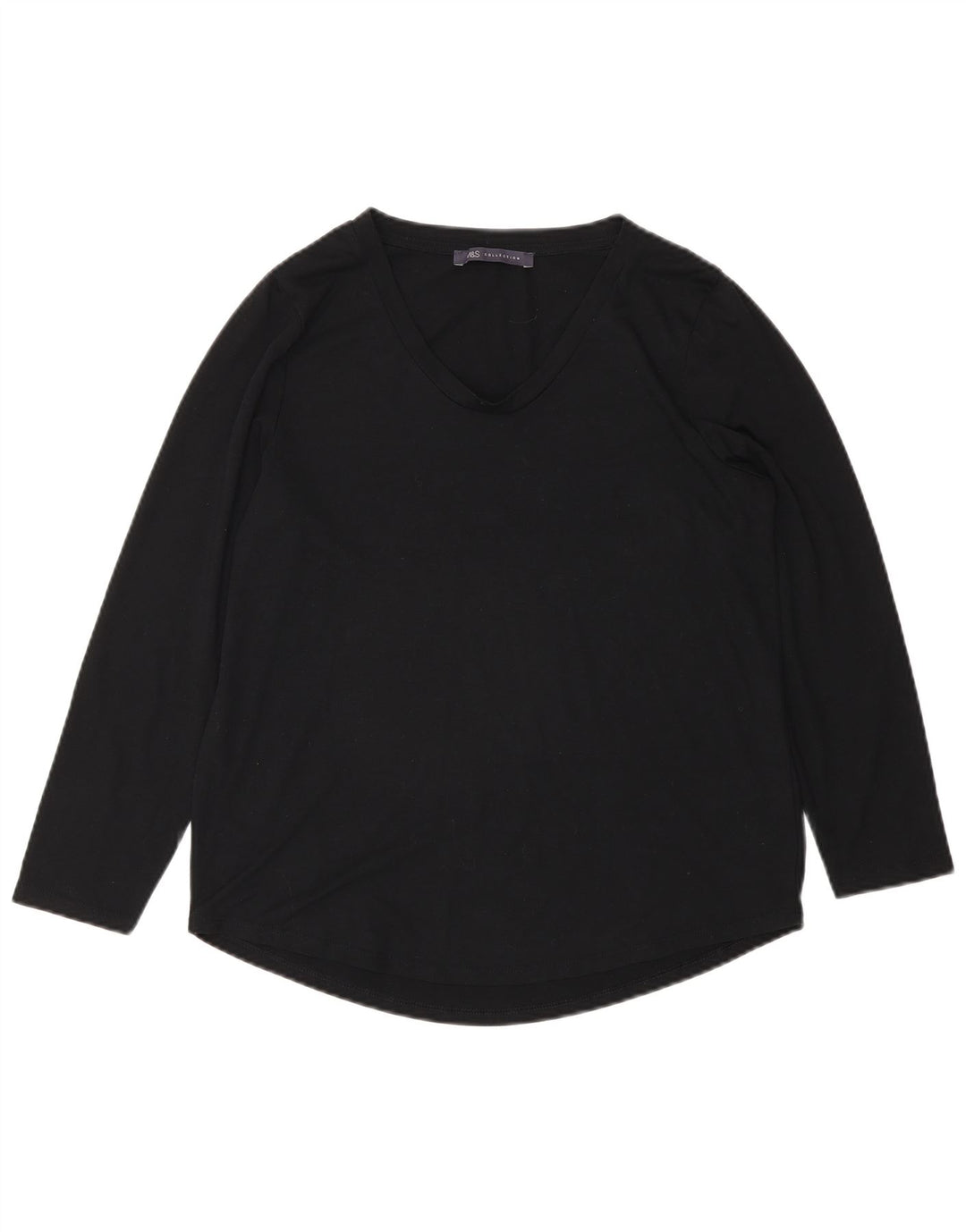 Marks & Spencer Womens Top Long Sleeve UK 10 Small Black Polyester