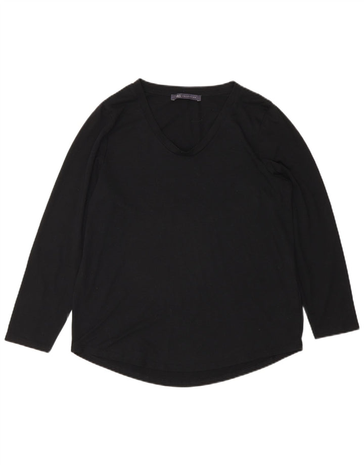 Marks & Spencer Womens Top Long Sleeve UK 10 Small Black Polyester