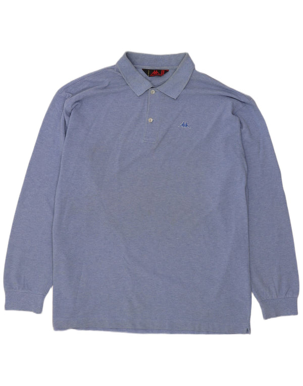 KAPPA Mens Long Sleeve Polo Shirt Large Blue Cotton