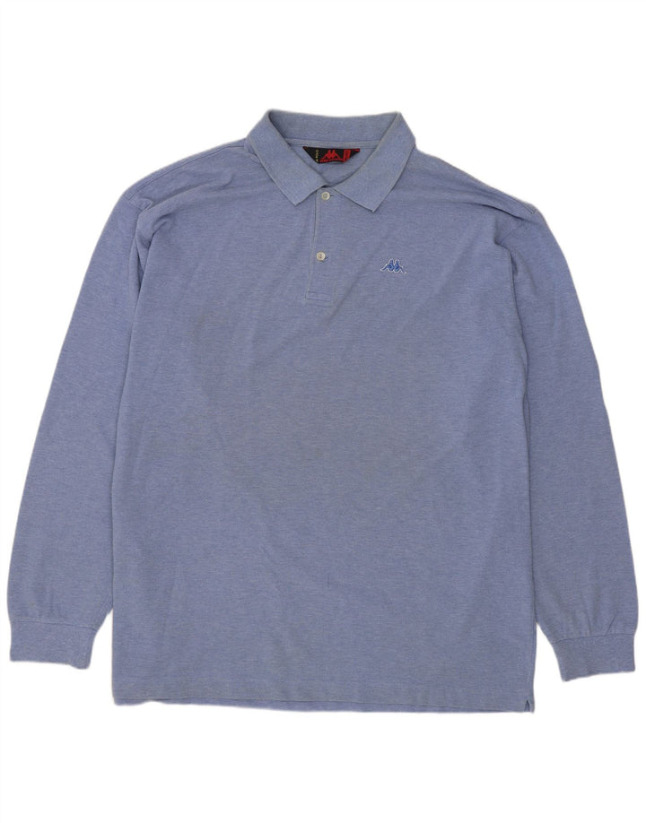 KAPPA Mens Long Sleeve Polo Shirt Large Blue Cotton