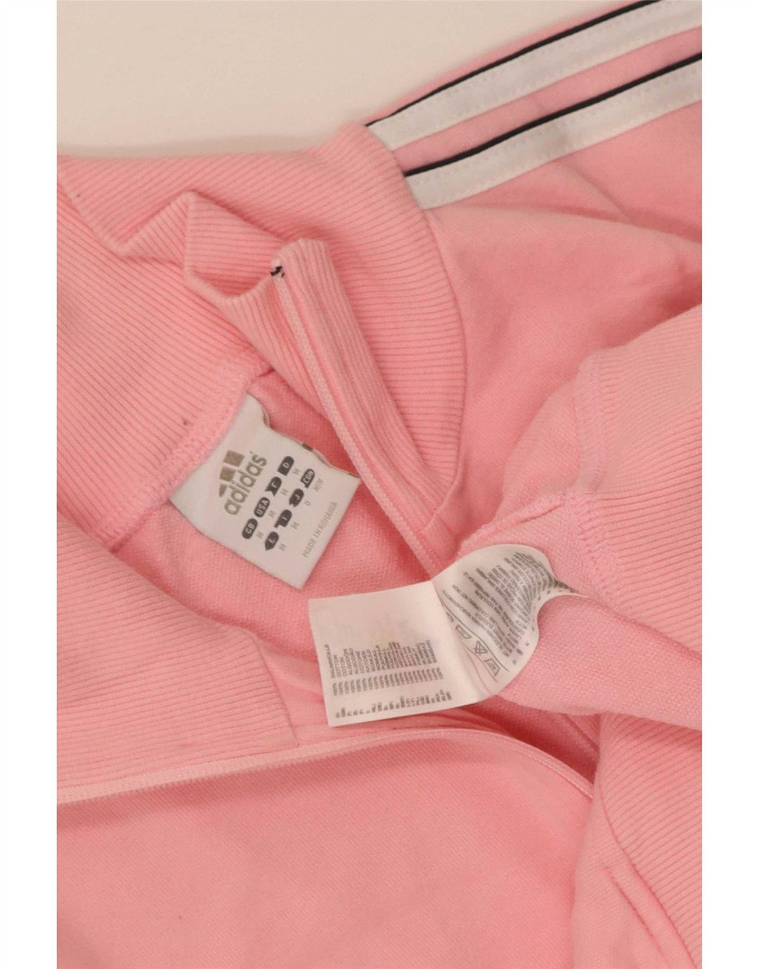 Adidas Womens Crop Tracksuit Top Jacket UK 14 Medium Pink Cotton