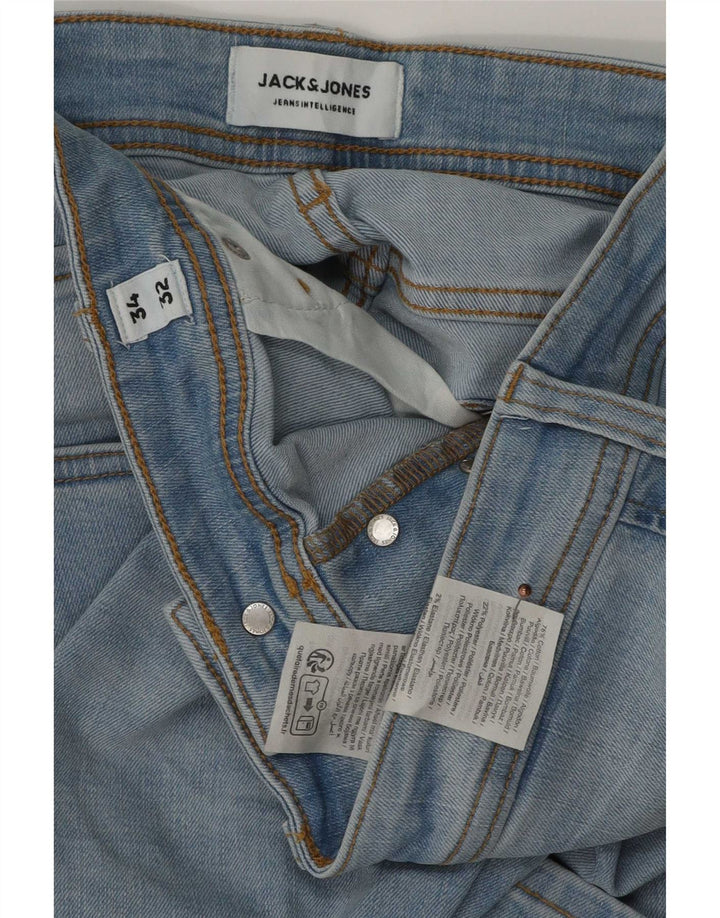 Jack & Jones Mens Slim Jeans W34 L32 Blue Cotton