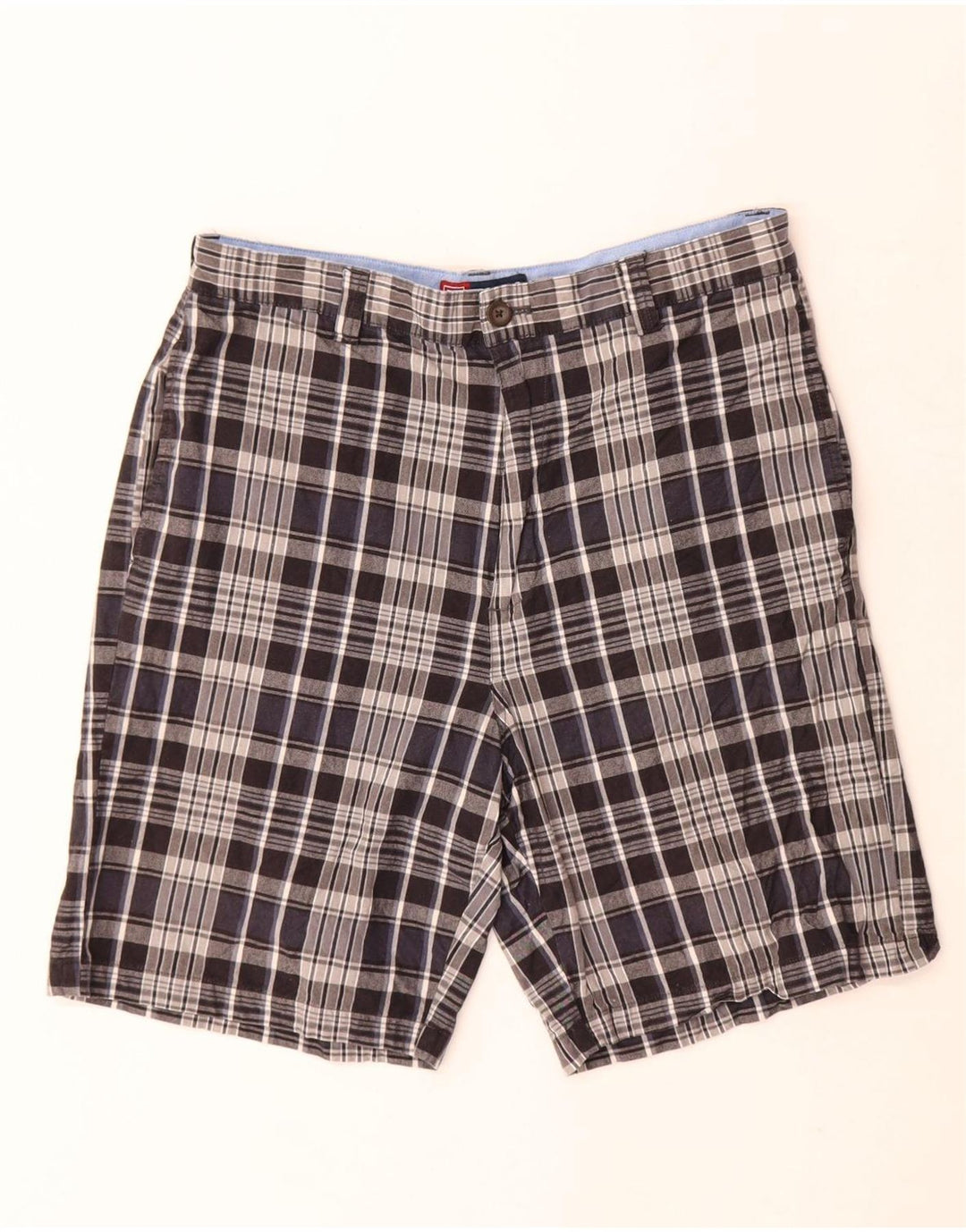 Chaps Mens Chino Shorts W30 Medium Navy Blue Check