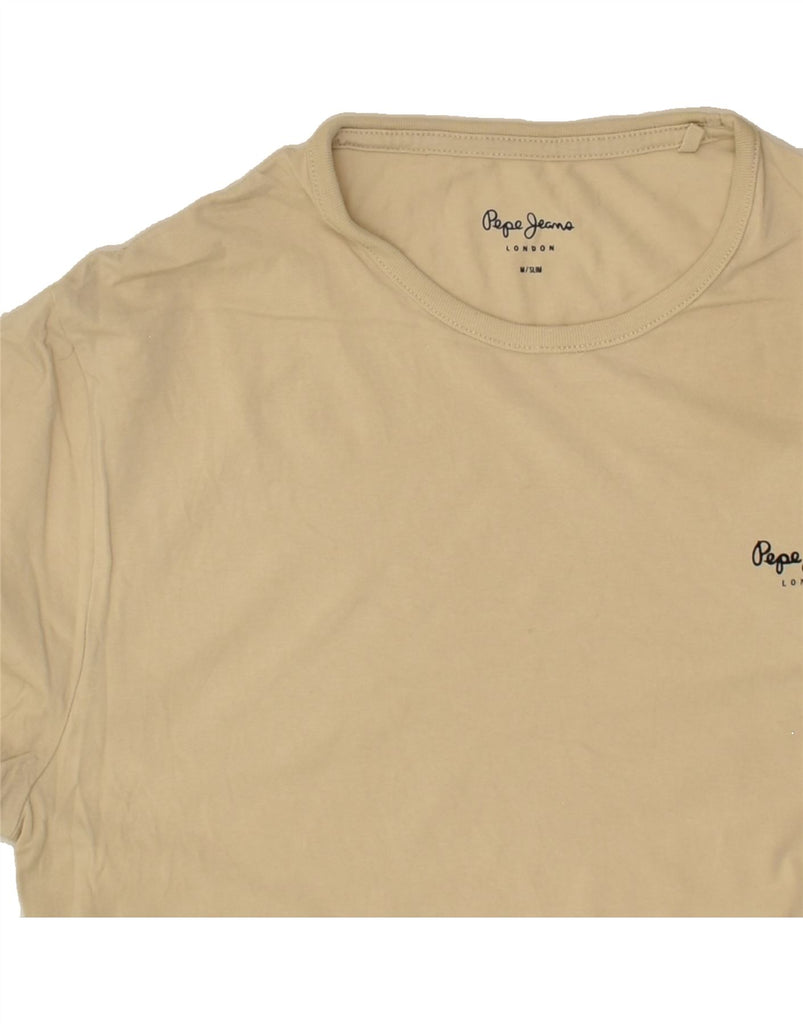 PEPE JEANS Mens Slim T-Shirt Top Medium Beige | Vintage PEPE Jeans | Thrift | Second-Hand PEPE Jeans | Used Clothing | Messina Hembry 