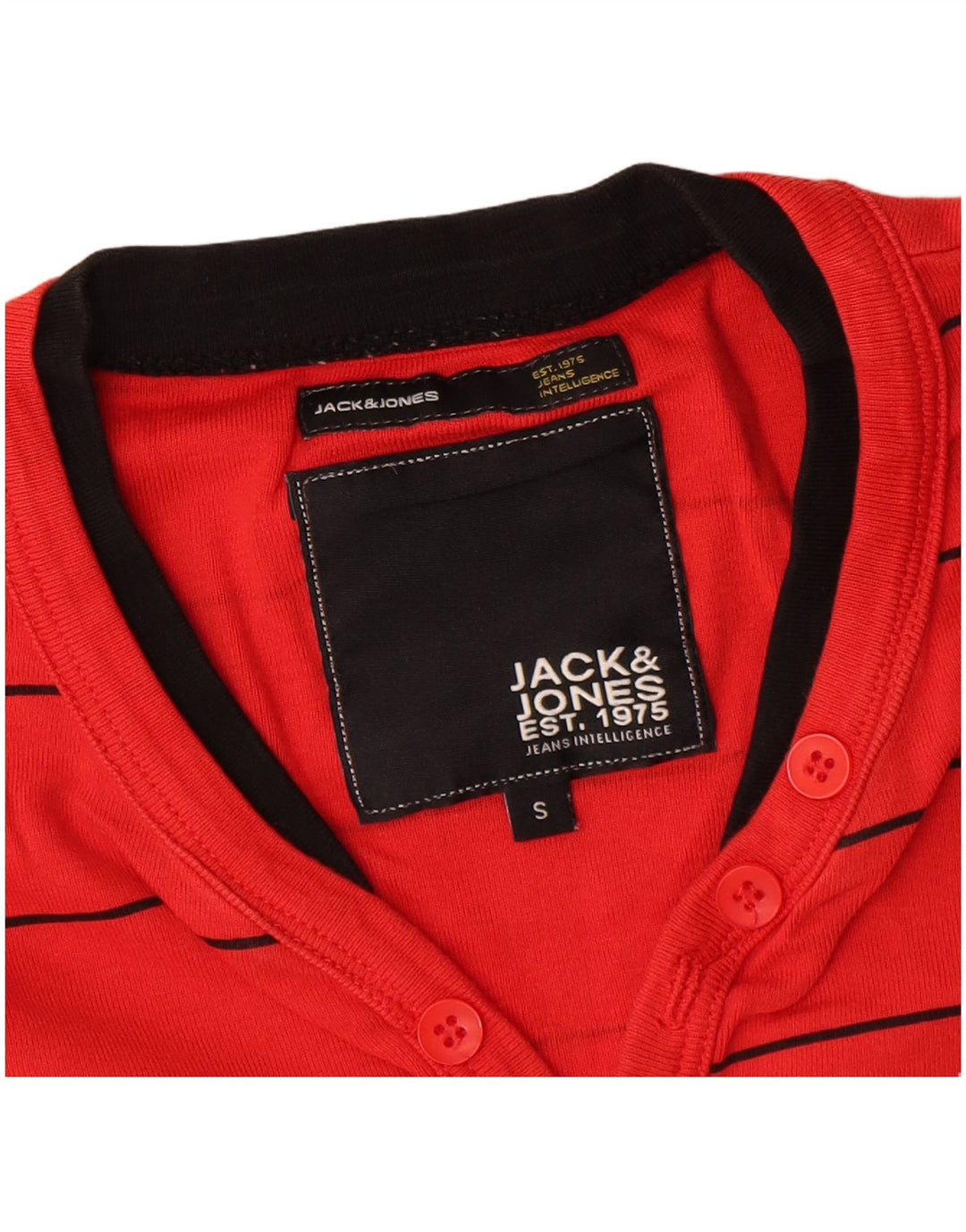 Jack & Jones Mens Top Long Sleeve Small Red Striped Cotton