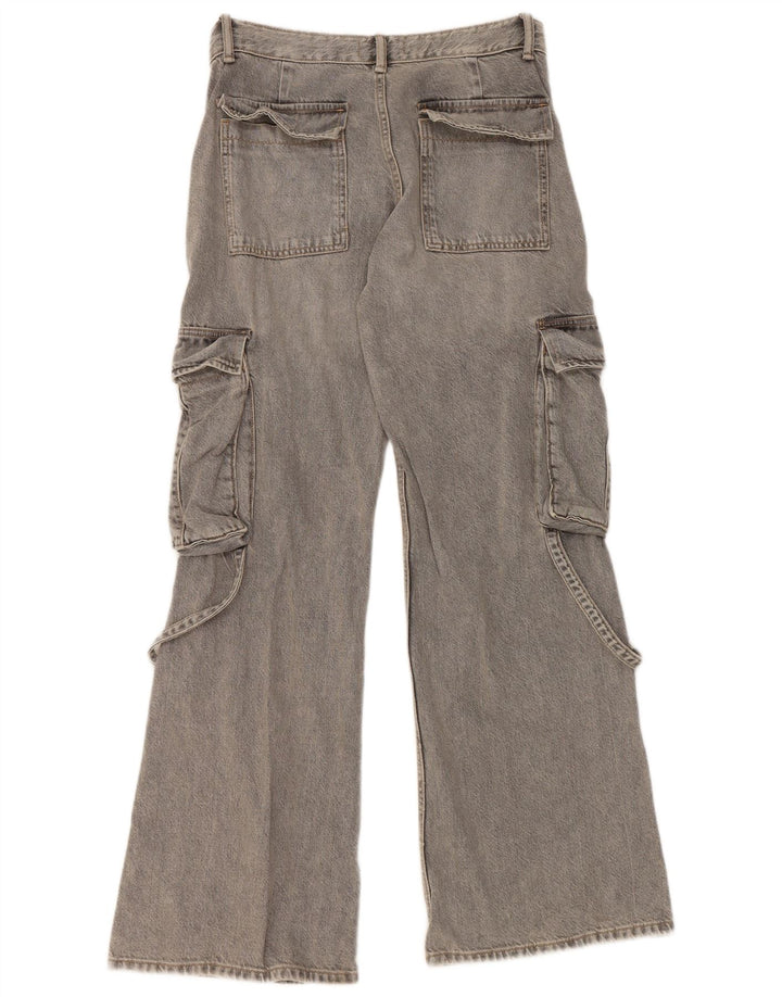 Zara Womens Cargo Flared Jeans EU 38 Small W30 L32 Grey