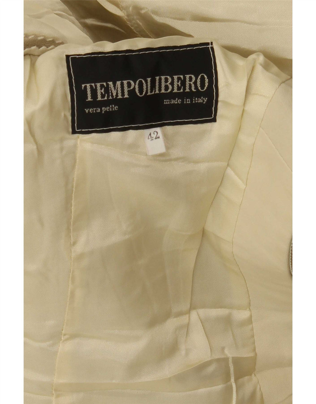 Vintage Womens Leather Jacket IT 42 Medium Beige Leather