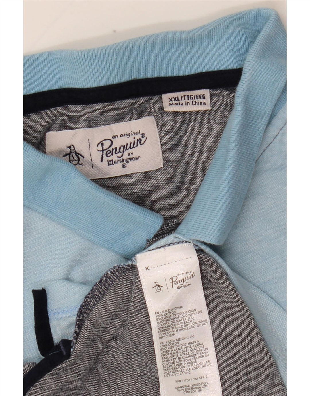 PENGUIN Mens Polo Shirt 2XL Blue Colourblock Cotton