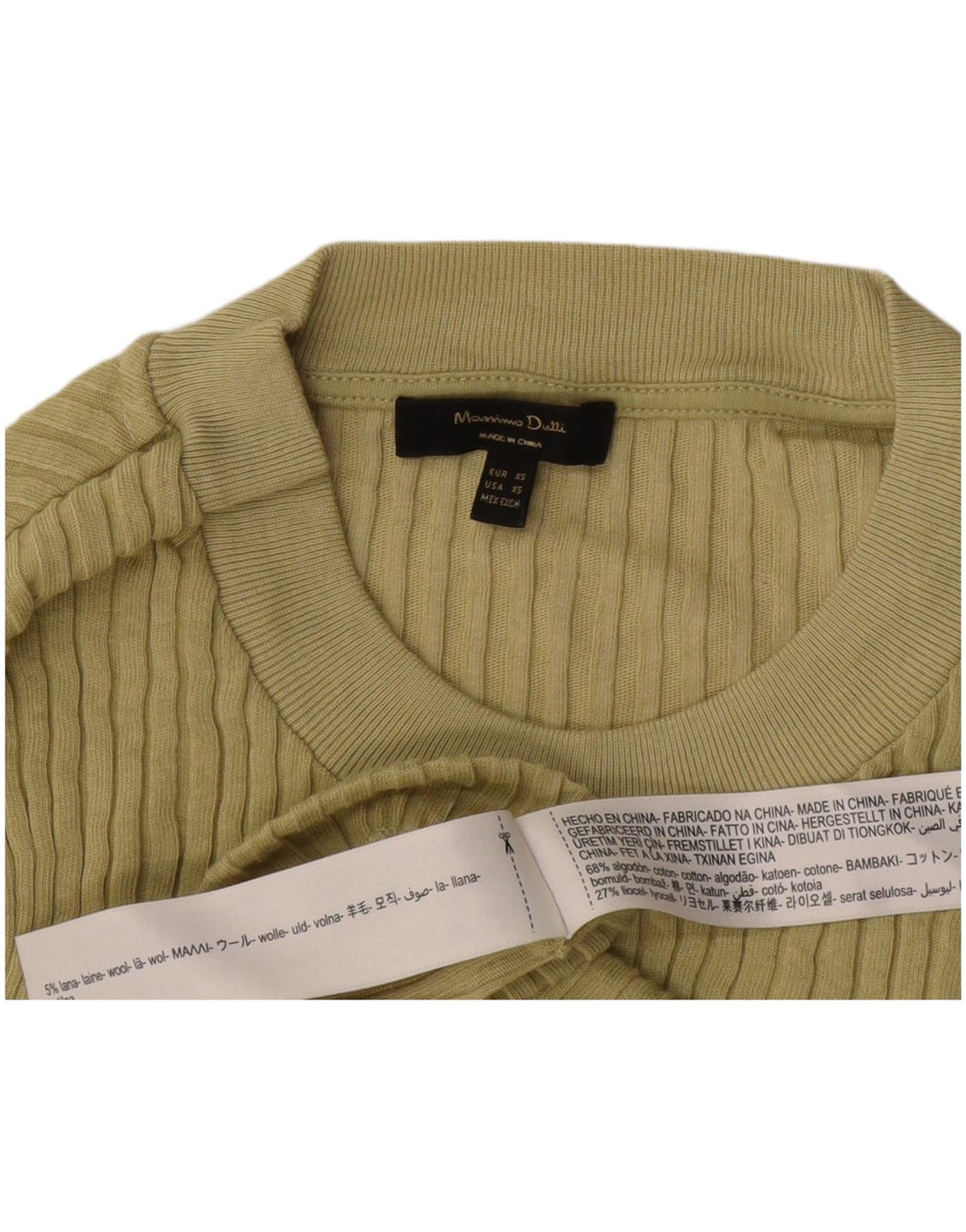 Massimo Dutti Mens Crew Neck Jumper Sweater XS Yellow Cotton
