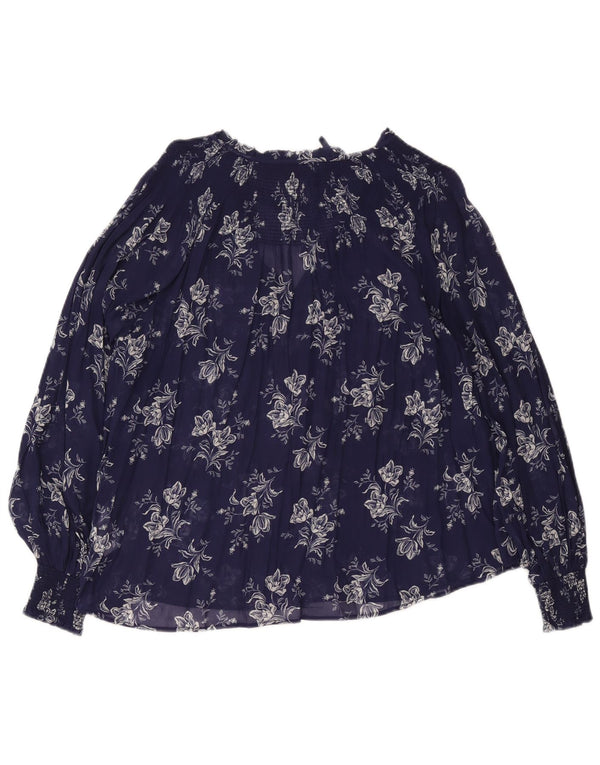 Polo Ralph Lauren Womens Blouse Top UK 14 Medium Navy Blue Floral