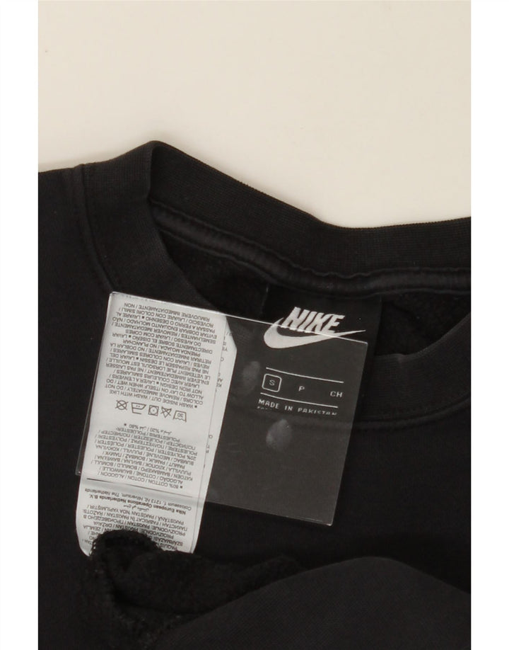 NIKE Womens Oversized Crop Sweatshirt Jumper UK 10 Small Black Cotton Vintage Nike and Second-Hand Nike from Messina Hembry 