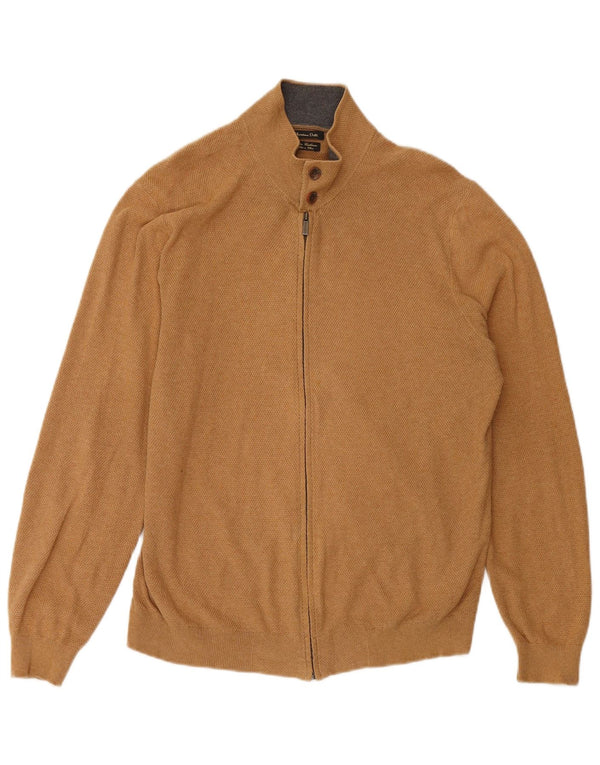 MASSIMO DUTTI Mens Cardigan Sweater Large Beige Cotton