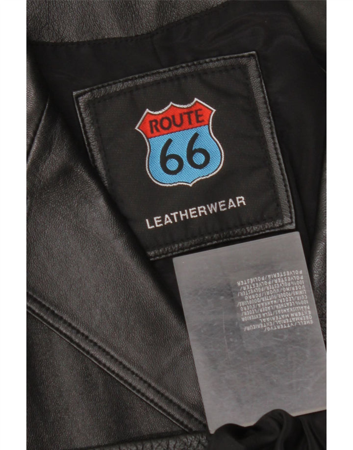 ROUTE 66 Mens 3 Button Leather Blazer Jacket UK 38 Medium Black Leather