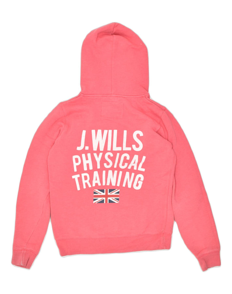 JACK WILLS Womens Graphic Hoodie Jumper UK 12 Medium Pink Cotton | Vintage | Thrift | Second-Hand | Used Clothing | Messina Hembry 