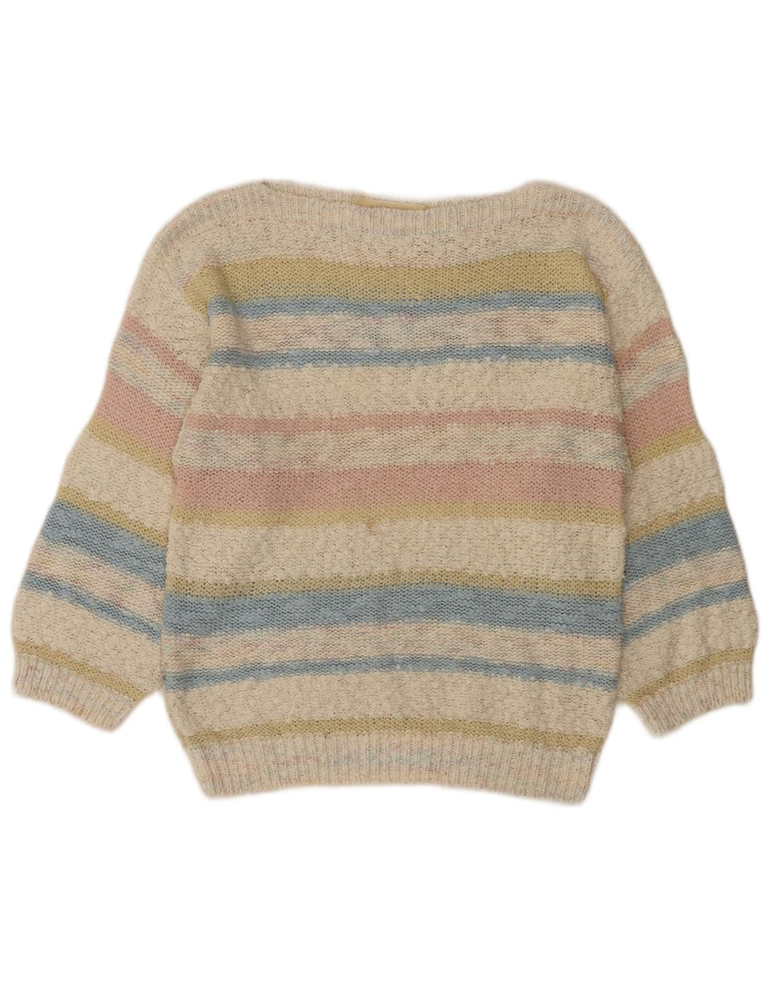 Vintage Womens Boat Neck Jumper Sweater UK 12 Medium Multicoloured Striped