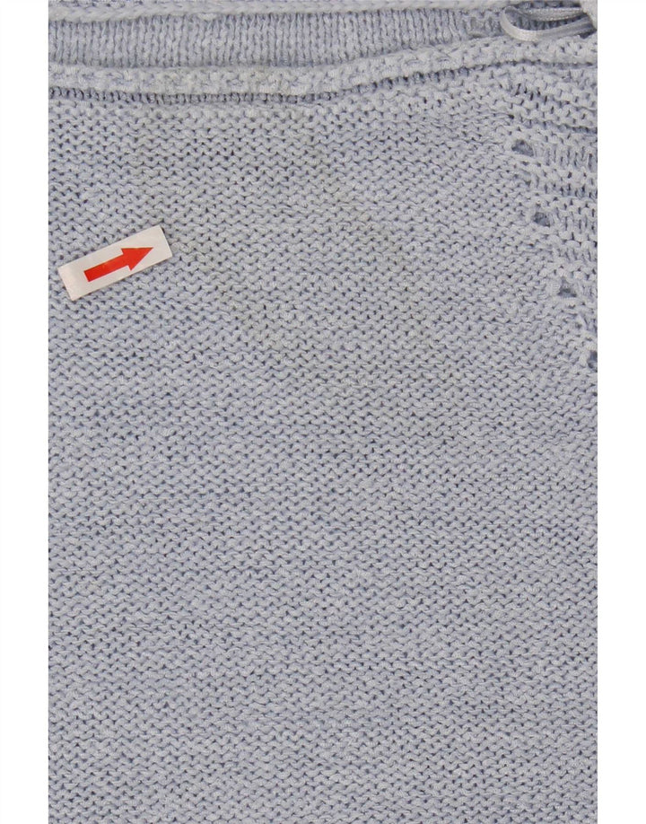 Phase Eight Womens Short Sleeve Boat Neck Jumper Sweater UK 14 Medium Blue
