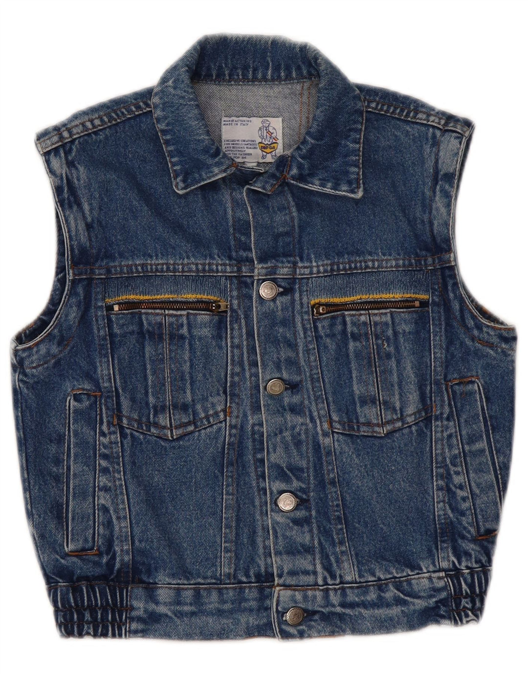 POP 84 Womens Crop Denim Gilet UK 2 2XS Blue
