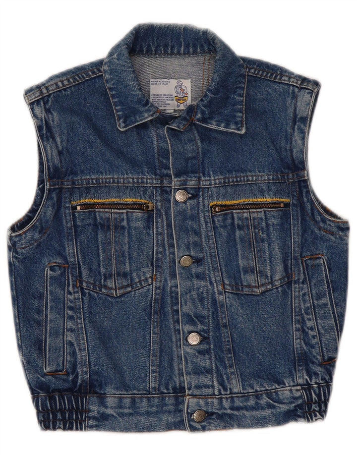 POP 84 Womens Crop Denim Gilet UK 2 2XS Blue
