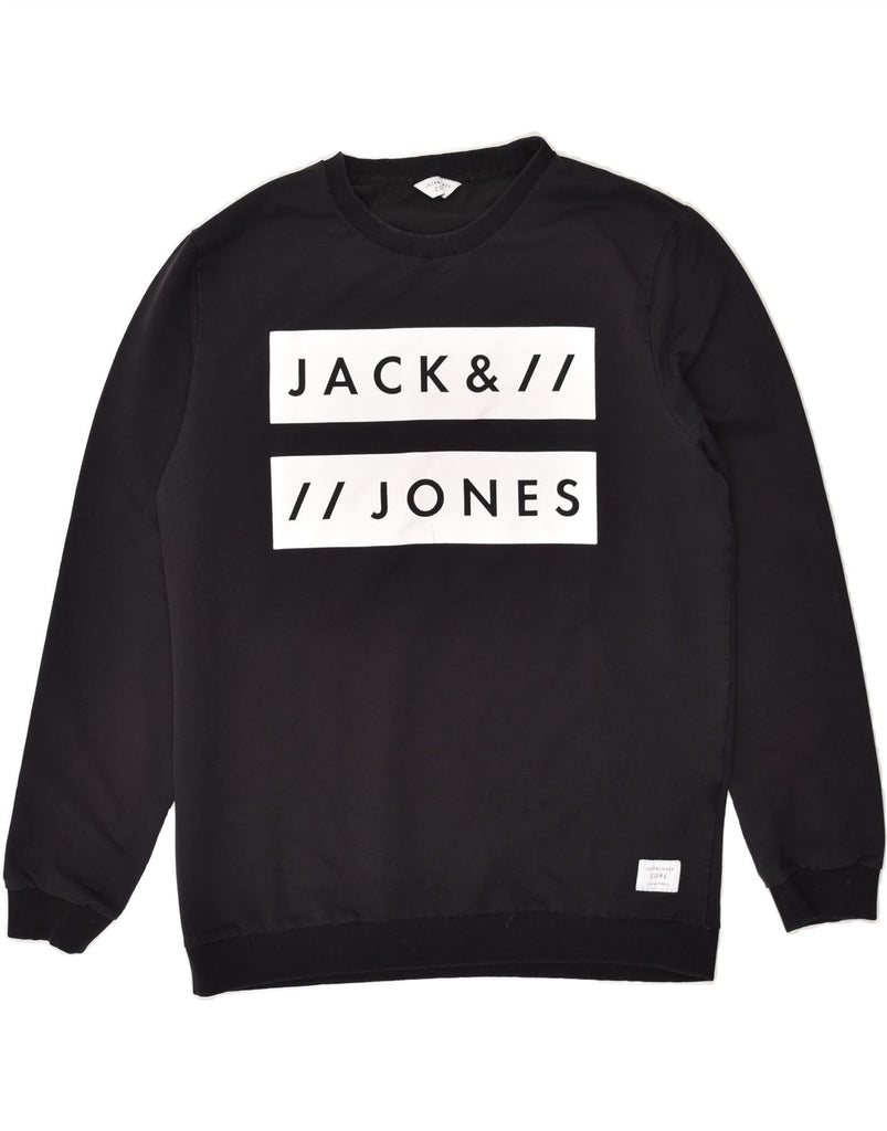 JACK & JONES Mens Graphic Sweatshirt Jumper Large Black Cotton | Vintage Jack & Jones | Thrift | Second-Hand Jack & Jones | Used Clothing | Messina Hembry 