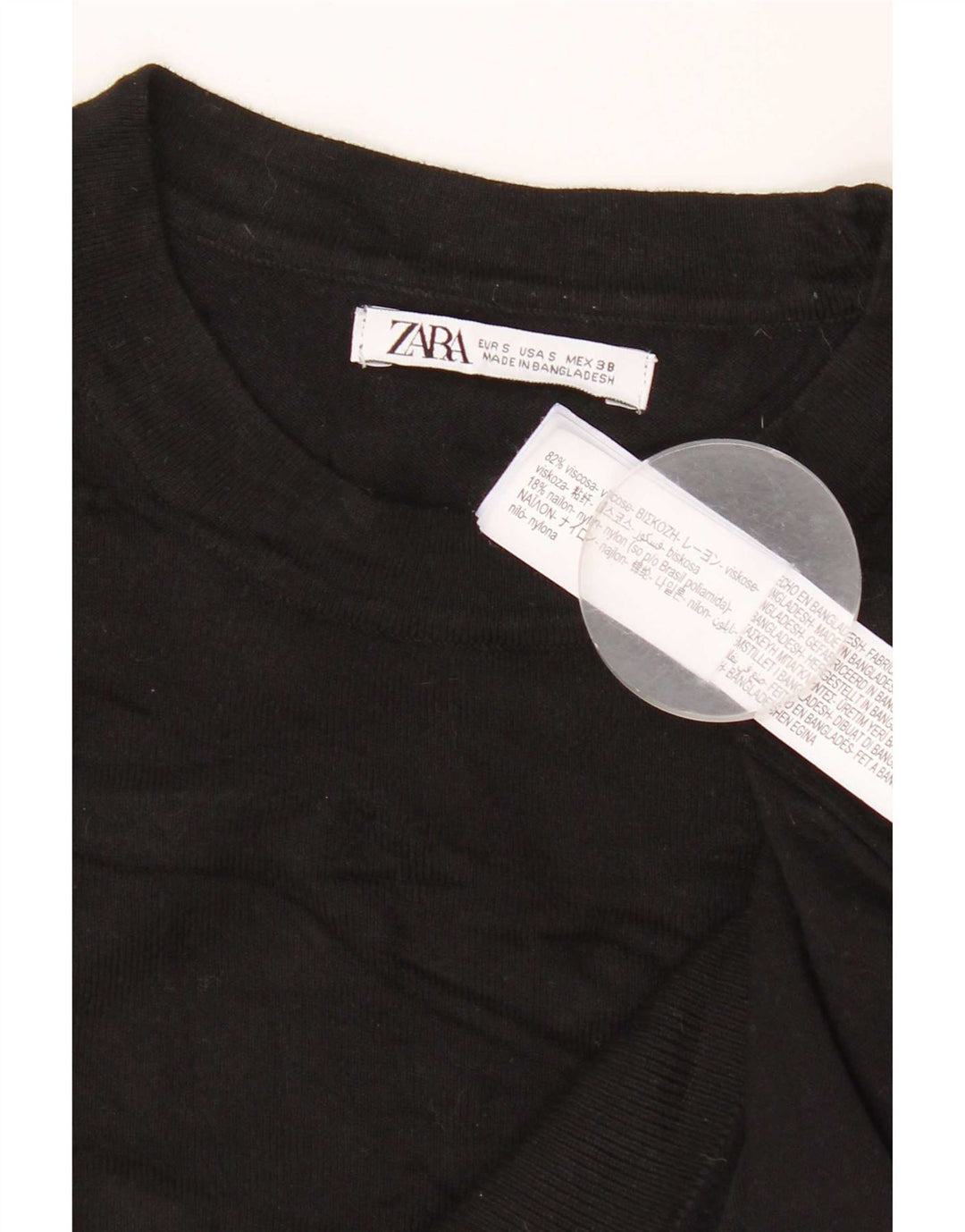 Zara Mens Crew Neck Jumper Sweater Small Black Viscose