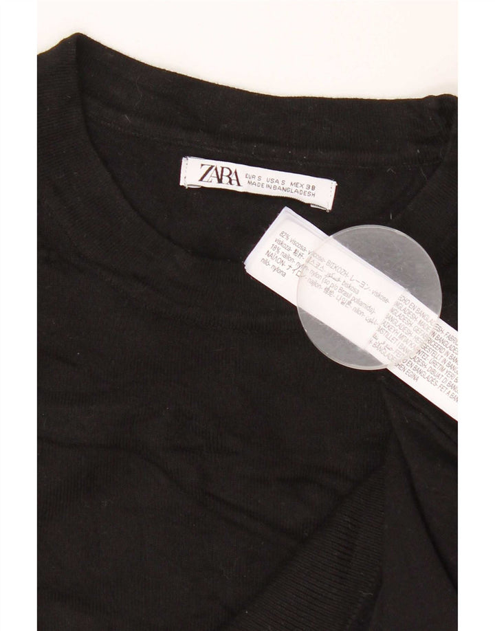 Zara Mens Crew Neck Jumper Sweater Small Black Viscose