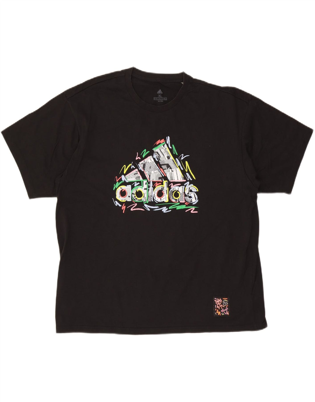 ADIDAS Mens Graphic T-Shirt Top XL Black Cotton