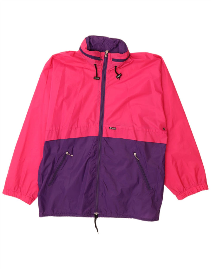 K-Way Mens Hooded Rain Jacket UK 40 Large Pink Colourblock Polyamide