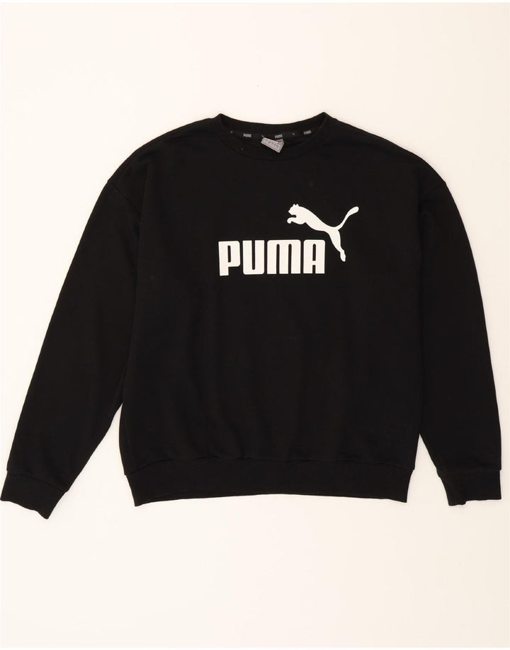 PUMA Womens Graphic Sweatshirt Jumper UK 16 Large Black Cotton Vintage Puma and Second-Hand Puma from Messina Hembry 
