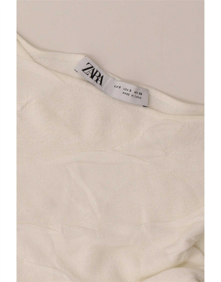 Zara Womens Crop Off Shoulder Top UK 8 Small White