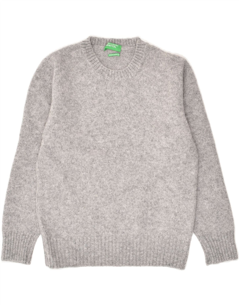 BENETTON Boys Crew Neck Jumper Sweater 10-11 Years Medium Grey Virgin Wool | Vintage Benetton | Thrift | Second-Hand Benetton | Used Clothing | Messina Hembry 