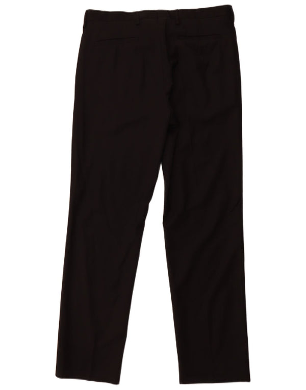 ZARA Mens Straight Suit Trousers EU 44 Large W34 L31 Black Wool