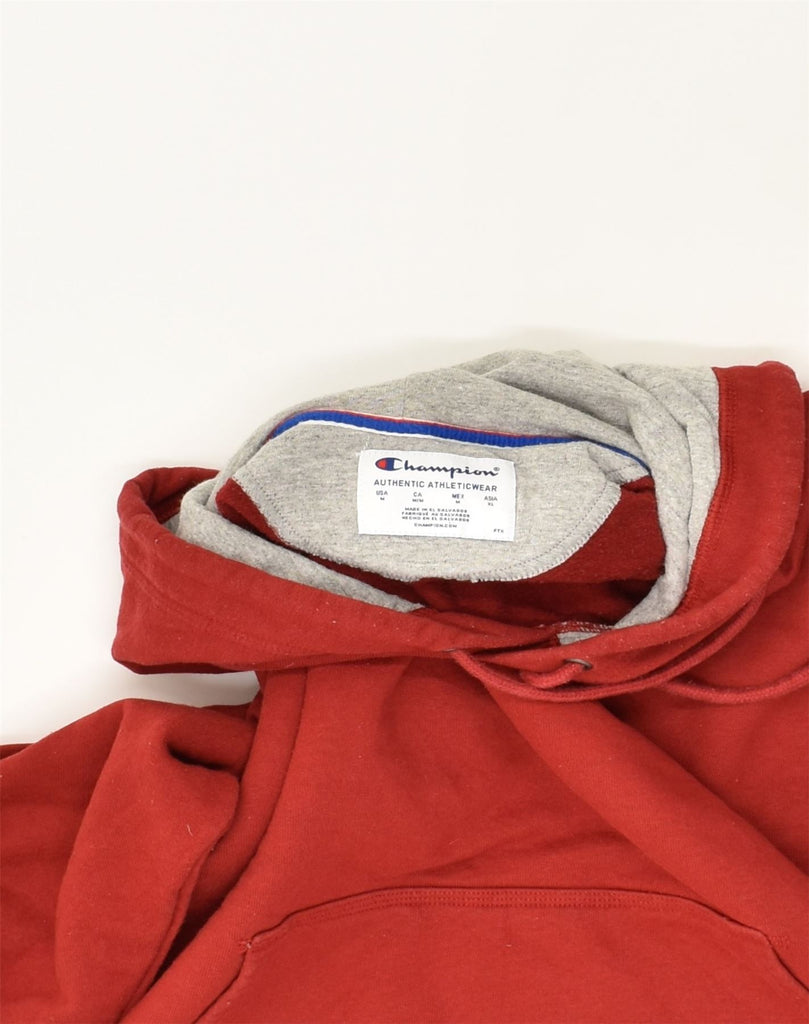 CHAMPION Mens Graphic Hoodie Jumper Medium Red Cotton | Vintage Champion | Thrift | Second-Hand Champion | Used Clothing | Messina Hembry 