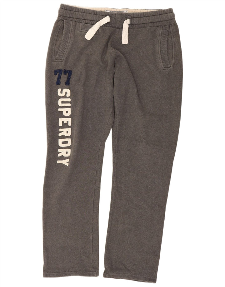 Superdry Mens Graphic Tracksuit Trousers Medium Grey Cotton