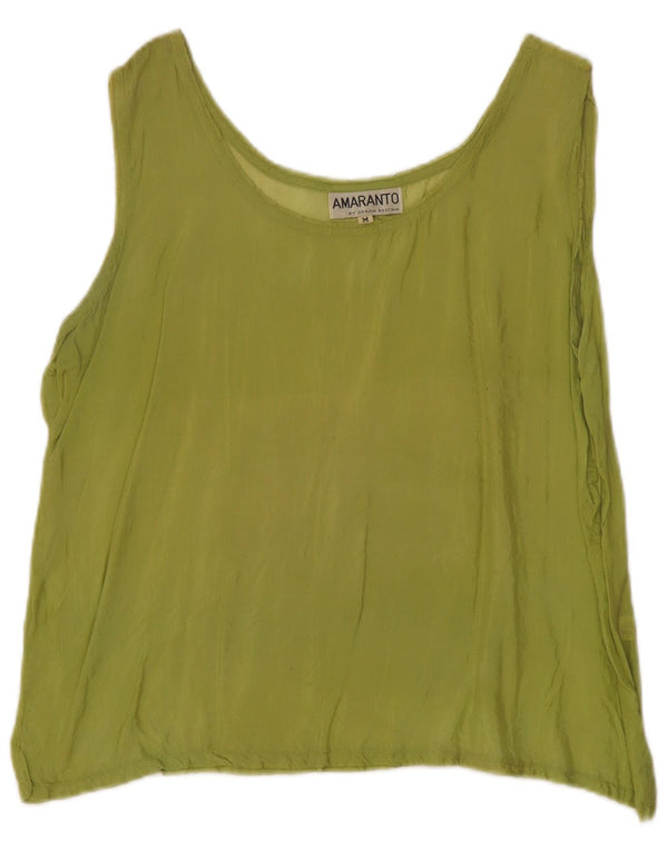 Amaranto Womens Sleeveless Oversized Blouse Top UK 14 Medium Green Viscose