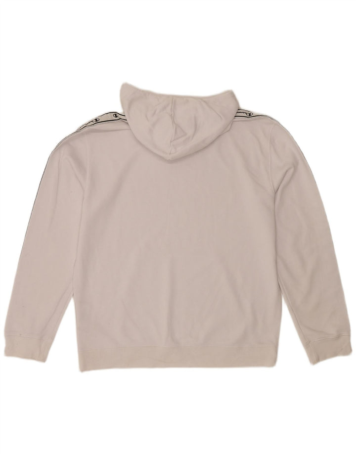 CHAMPION Mens Graphic Hoodie Jumper Large White Cotton